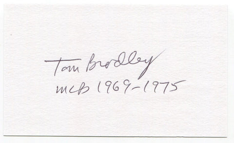 Tom Bradley Signed 3x5 Index Card Autographed Baseball 1969 California Angels