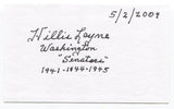 Hillis Layne Signed 3x5 Index Card Autographed Senator MLB Baseball Senators