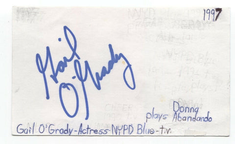 Gail O'Grady Signed 3x5 Index Card Autograph Signature Actress