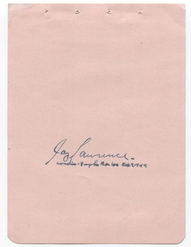 Jay Lawrence Signed Album Page Autographed in 1949 Actor