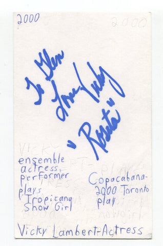 Vicky Lambert Signed 3x5 Index Card Autographed Actress Julie and the Phantoms