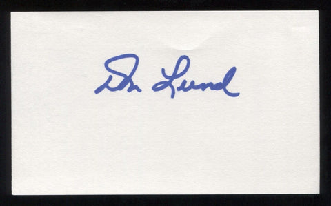 Don Lund Signed 3 x 5 Inch Index Card Autographed Baseball Signature