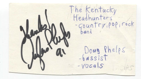 The Kentucky Headhunters - Doug Phelps Signed 3x5 Index Card Autographed Band