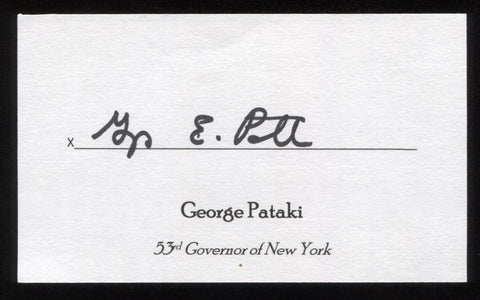 George Pataki Signed 3x5 Index Card Autographed Signature Governor
