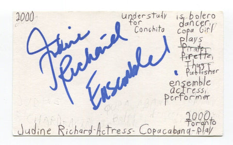 Judine Richard Signed 3x5 Index Card Autographed Actress Malcolm X