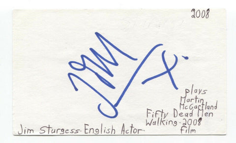 Jim Sturgess Signed 3x5 Index Card Autographed Actor Across The Universe