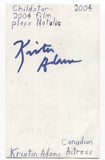 Kristin Adams Signed 3x5 Index Card Autographed Signature Actress