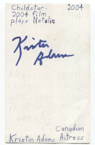 Kristin Adams Signed 3x5 Index Card Autographed Signature Actress