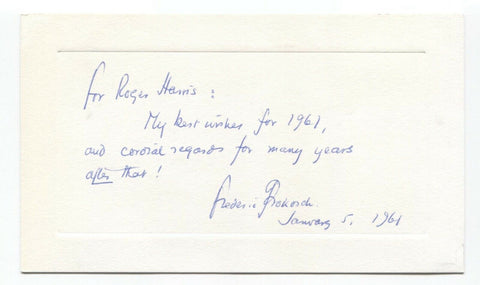 Frederic Prokosch Signed Card Autographed Signature Author Writer