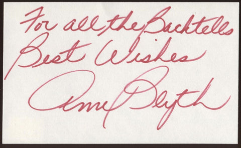 Anne Blythe Signed Index Card Signature Vintage Autographed AUTO 