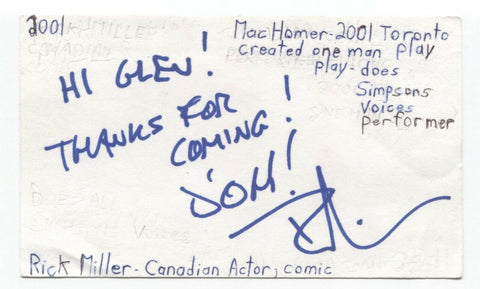 Rick Miller Signed 3x5 Index Card Autographed Signature Comedian Actor Writer