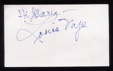 Louis Nye Signed 3x5 Index Card Inscribed Vintage Autographed Signature