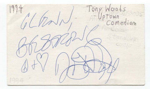 Tony Woods Signed 3x5 Index Card Autographed Signature Comedian Comic Actor