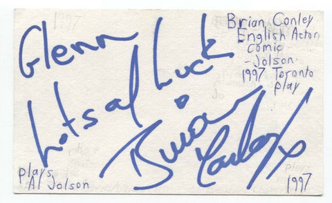 Brian Conley Signed 3x5 Index Card Autographed Signature Comedian Comic Actor