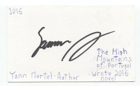 Yann Martel Signed 3x5 Index Card Autographed Signature Life of Pi Author
