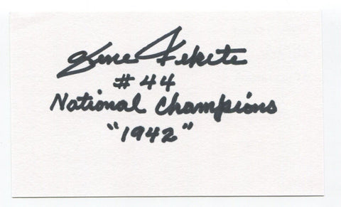 Gene Fekete Signed 3x5 Index Card Autographed NFL Football 1942 Ohio State Champ