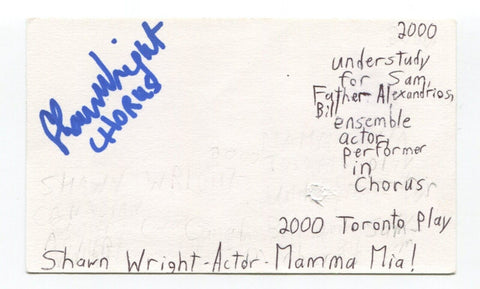 Shawn Wright Signed 3x5 Index Card Autographed Actor Mamma Mia Murdoch Mysteries