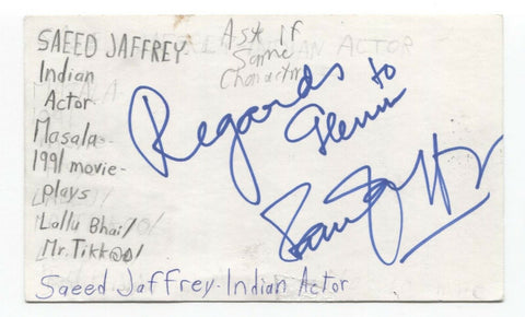 Saeed Jaffrey Signed 3x5 Index Card Autographed Signature Actor