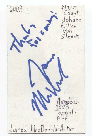 James MacDonald Signed 3x5 Index Card Autographed Signature Actor Director