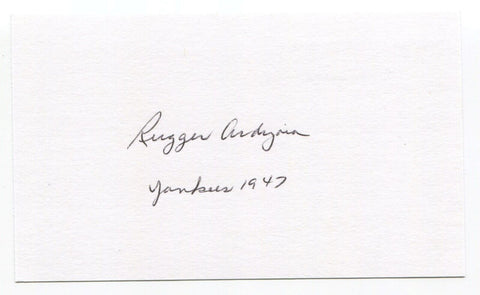 Rugger Ardizoia Signed 3x5 Index Card Autographed Signature New York Yankees 