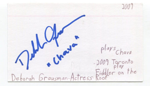 Deborah Grausman Signed 3x5 Index Card Autographed Actress Fiddler On The Roof