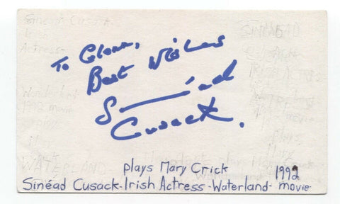 Sinead Cusack Signed 3x5 Index Card Autographed Signature Actress