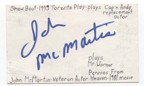 John McMartin Signed 3x5 Index Card Autograph Signature Actor