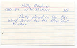 Billy Gardner Signed 3x5 Index Card Autographed MLB Baseball 1961 Yankees