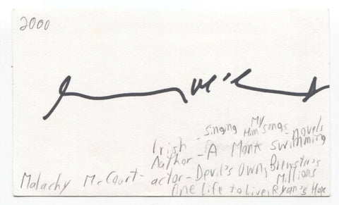 Malachy McCourt Signed 3x5 Index Card Autographed Signature Author