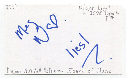 Megan Nuttall Signed 3x5 Index Card Autograph Actress Sound Of Music Play