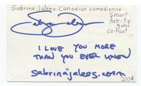 Sabrina Jalees Signed 3x5 Index Card Autographed Signature Comedian Comic