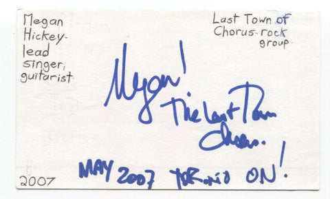 Megan Hickey Signed 3x5 Index Card Autographed Signature The Last Town Chorus