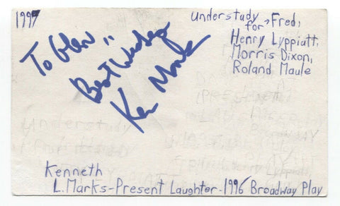 Ken Marks Signed 3x5 Index Card Autographed Signature Actor Law and Order