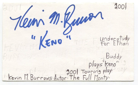 Kevin Burrows Signed 3x5 Index Card Autographed Actor A Chorus Line