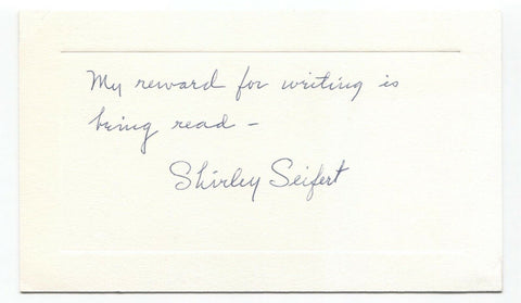 Shirley Seifert Signed Card Autographed Signature Author Writer