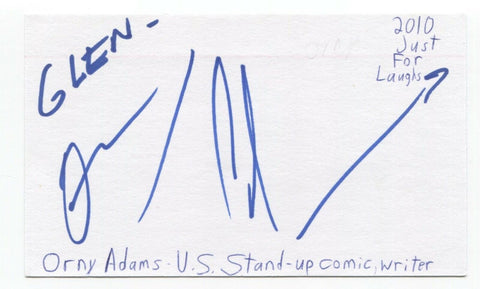 Orny Adams Signed 3x5 Index Card Autographed Signature Comedian Comic Writer