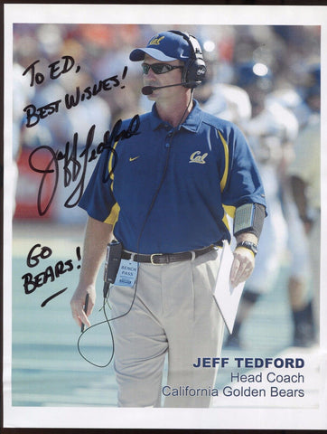 Jeff Tedford Signed 8x10 Photo College NCAA Football Coach Autograph California