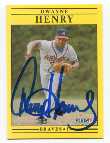 1991 Fleer Dwayne Henry Signed Card Baseball RC Autograph AUTO #692