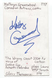 Kathy Greenwood Signed 3x5 Index Card Autographed Signature Actress