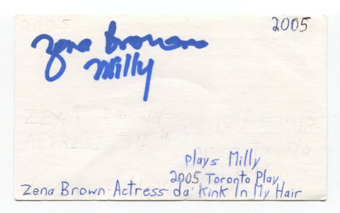 Zena Brown Signed 3x5 Index Card Autographed Actress Da Kink In My Hair