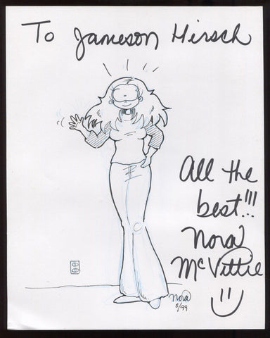 Nora McVittie Signed Sketch Drawing Autographed Signature Cartoonist 