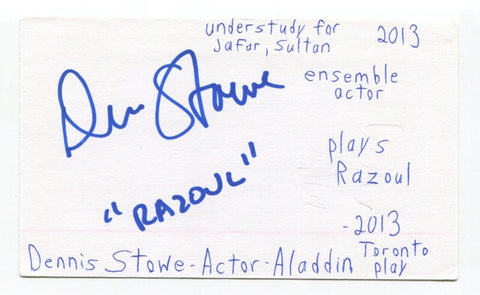 Dennis Stowe Signed 3x5 Index Card Autographed Actor Across The Universe Shrek