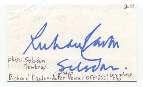 Richard Easton Signed Index Card Autographed Actor The Brothers Doctor Who