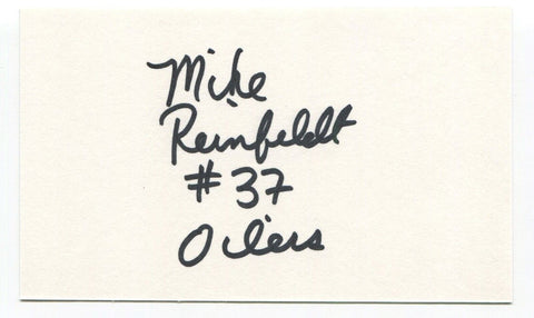 Mike Reinfeldt Signed 3x5 Index Card Autographed NFL Football Houston Oilers