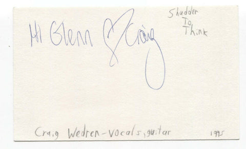 Shutter To Think - Craig Wedren Signed 3x5 Index Card Autographed Signature