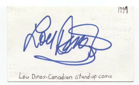 Lou Dinos Signed 3x5 Index Card Autographed Signature Comedian Comic Actor