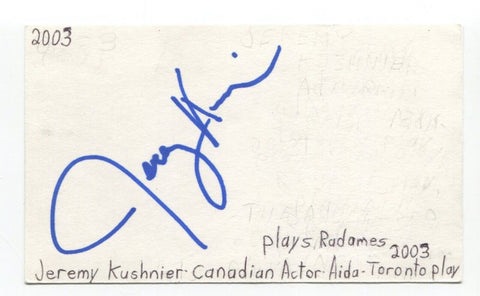 Jeremy Kushnier Signed 3x5 Index Card Autographed Actor The Good Wife