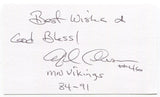 Alfred Anderson Signed 3x5 Index Card Autographed Signature Minnesota Vikings 