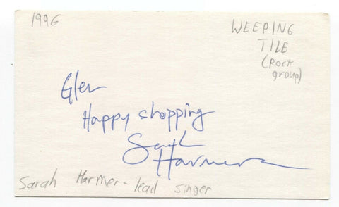 Sarah Harmer Signed 3x5 Index Card Autographed Signature Weeping Tile