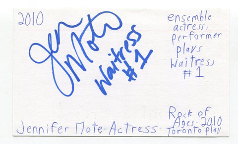 Jennifer Mote Signed 3x5 Index Card Autographed Actress Degrassi
